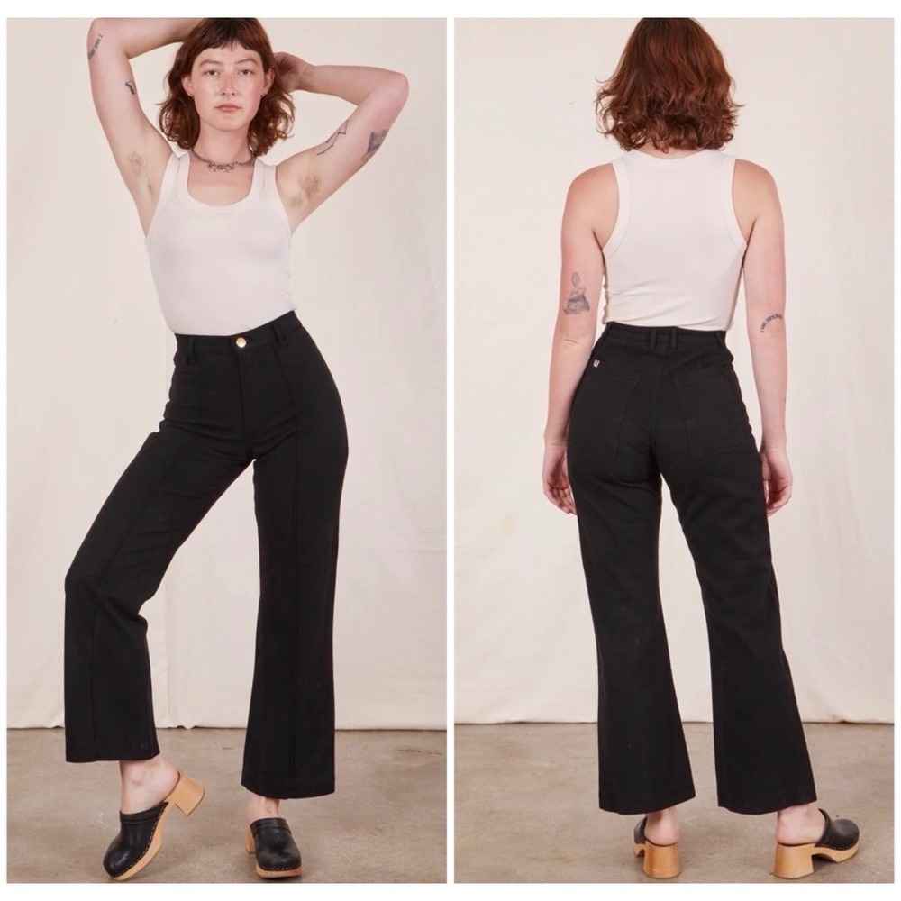 Big Bud Press Bell Bottom Western Pants Black High Waisted Cotton Twill Sz S